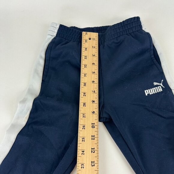 Puma Jogger Pants Boys Small 7/8 Blue White Pockets - Picture 7 of 10